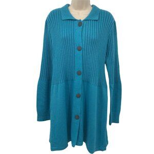 NWOT Monterey Bay Clothing Co Womens Blue Heavy Weight Long Cardigan Sweater XXL